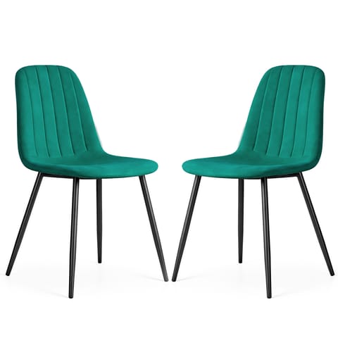 ⁨2x Welurowe krzesło tapicerowane pikowane Butelkowa Zieleń LUMO Czarne nogi⁩ w sklepie Wasserman.eu