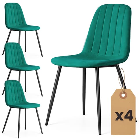 ⁨4x Welurowe krzesło tapicerowane pikowane Butelkowa Zieleń LUMO Czarne nogi⁩ w sklepie Wasserman.eu