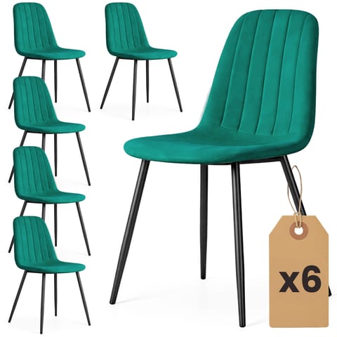 ⁨6x Welurowe krzesło tapicerowane pikowane Butelkowa Zieleń LUMO Czarne nogi⁩ w sklepie Wasserman.eu
