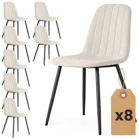 ⁨8x Welurowe krzesło tapicerowane pikowane Beżowe LUMO Czarne nogi⁩ w sklepie Wasserman.eu