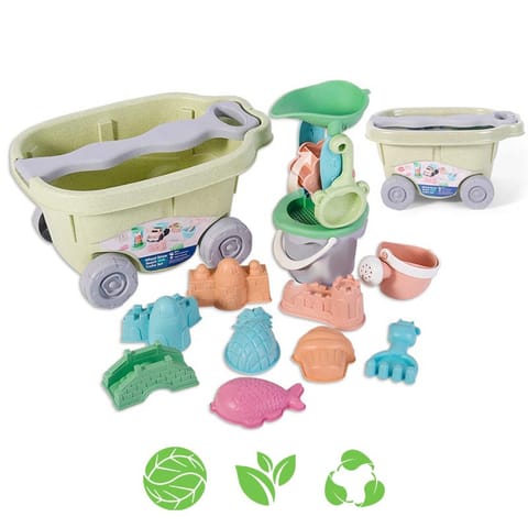 ⁨WOOPIE GREEN Zestaw do Piasku z Wózkiem 13 el. BIODEGRADOWALNY ORGANICZNY MATERIAŁ⁩ w sklepie Wasserman.eu