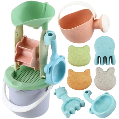 ⁨WOOPIE GREEN Zestaw do Piasku w Wiaderku z Kołowrotkiem 9 el. BIODEGRADOWALNY ORGANICZNY MATERIAŁ⁩ w sklepie Wasserman.eu