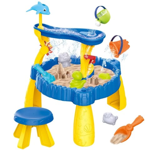 ⁨WOOPIE Stolik Wodny XL z Krzesełkiem 2w1 Piaskownica Delfinek 12el.⁩ w sklepie Wasserman.eu