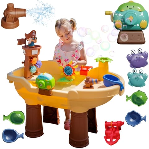 ⁨WOOPIE Stolik Wodny 2w1 Piaskownica Statek Piracki XL z Maszyna do Robienia Baniek Mydlanych⁩ w sklepie Wasserman.eu