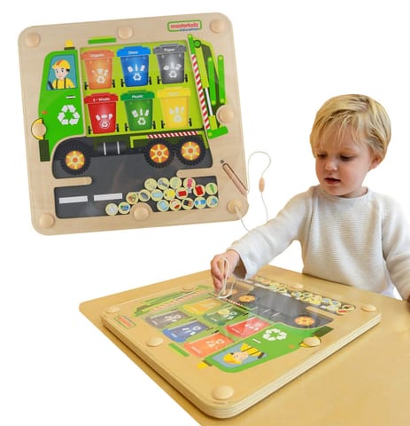⁨MASTERKIDZ Tablica Magnetyczna Segregowanie Odpadów Ciężarówka do Recyklingu Montessori⁩ w sklepie Wasserman.eu