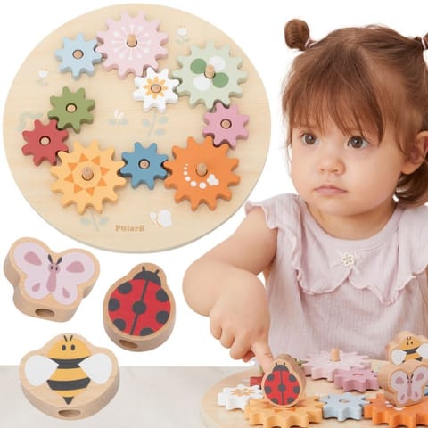 ⁨VIGA PolarB Drewniane Kolorowe Koła Zębate Montessori⁩ w sklepie Wasserman.eu