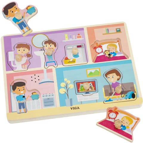 ⁨VIGA Puzzle Dźwiękowe Dopasuj Codzienne Aktywności⁩ w sklepie Wasserman.eu