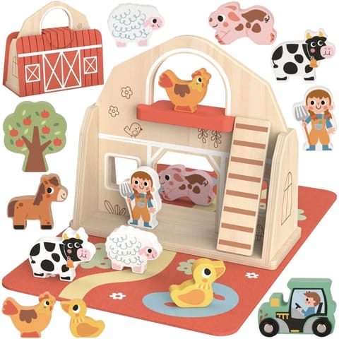 ⁨TOOKY TOY Drewniana Składana Farma w Walizce ze Zwierzątkami⁩ w sklepie Wasserman.eu