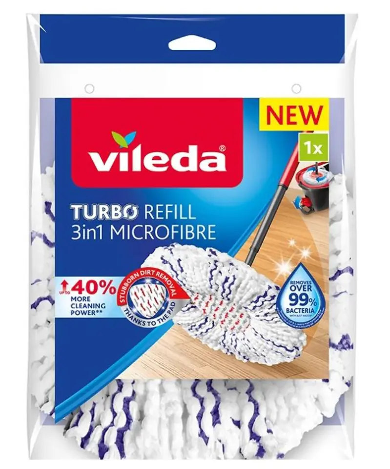 ⁨Spin Mop Refill VILEDA TURBO 3in1 Microfiber 1 pc White⁩ at Wasserman.eu