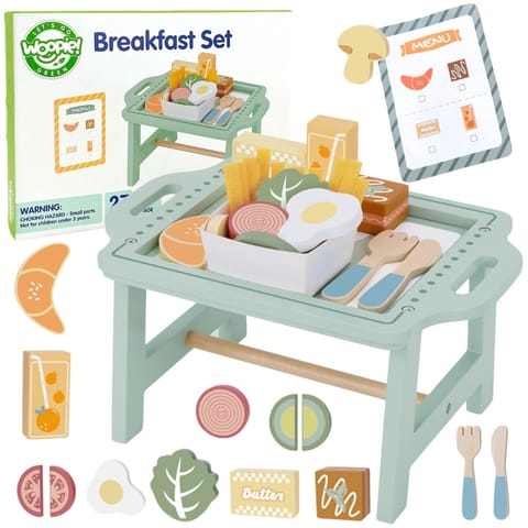⁨WOOPIE GREEN Zestaw Śniadaniowy i Restauracja – Zabawa w Zamawianie z Tacą i Akcesoriami⁩ w sklepie Wasserman.eu