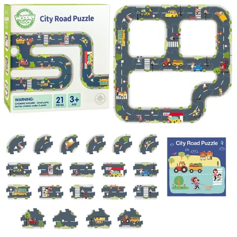 ⁨WOOPIE GREEN Droga Puzzle dla Dzieci Autostrada Makieta 21 el. Certyfikat FSC⁩ w sklepie Wasserman.eu