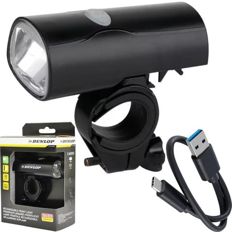 ⁨LAMPKA ROWEROWA PRZEDNIA LED USB-C CERTYFIKAT 2 TRYBY DUNLOP⁩ w sklepie Wasserman.eu
