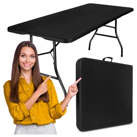 ⁨Stół cateringowy BALI BLACK składany w walizkę 180 cm czarny⁩ w sklepie Wasserman.eu