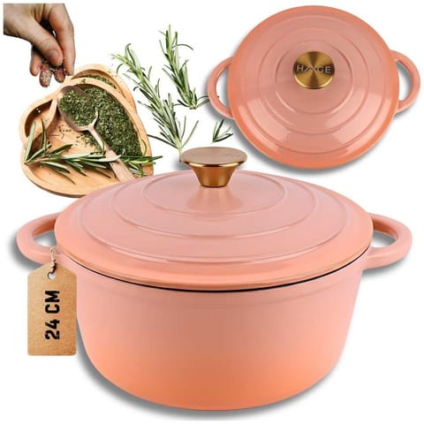 ⁨EMALIOWANY GARNEK ŻELIWNY 24cm 4L HAGE PINKOCELLO⁩ w sklepie Wasserman.eu