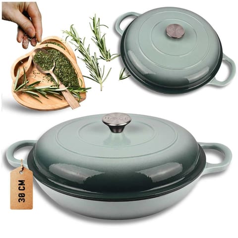 ⁨EMALIOWANY GARNEK ŻELIWNY PŁASKI 30cm 3L HAGE SEA SALT⁩ w sklepie Wasserman.eu