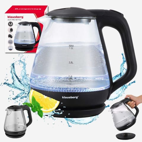 ⁨CZAJNIK ELEKTRYCZNY SZKLANY 1,2L KLAUSBERG KB-9003 LED⁩ w sklepie Wasserman.eu