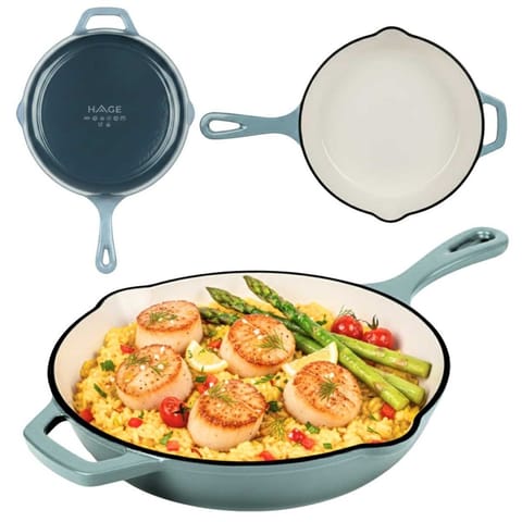 ⁨EMALIOWANA PATELNIA ŻELIWNA 26cm HAGE SEA SALT⁩ w sklepie Wasserman.eu