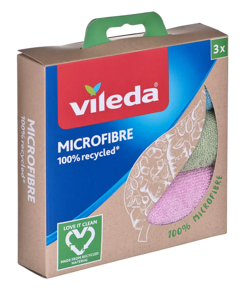 ⁨Cleaning Cloth Vileda Microfibre 100% Recycled 3 pcs.⁩ at Wasserman.eu