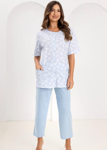 ⁨PIŻAMA REGINA DAMSKA 738 NIEBIESKI (kolor niebieski, rozmiar M)⁩ w sklepie Wasserman.eu