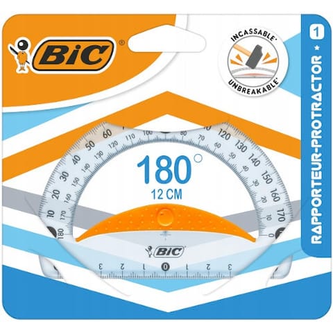 ⁨Kątomierz przezroczysty PROTRACTOR 12cm 9926551 BIC⁩ w sklepie Wasserman.eu