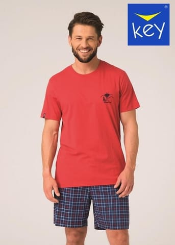 ⁨PIŻAMA KEY MNS-416 A26 (kolor czerwony, rozmiar M)⁩ w sklepie Wasserman.eu