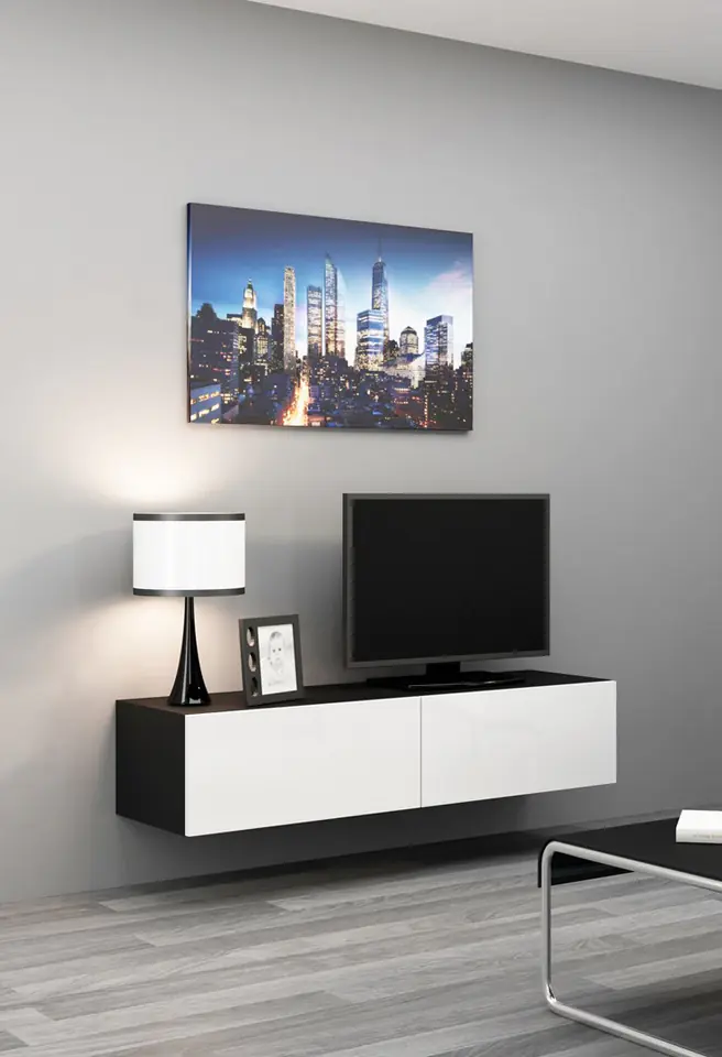 ⁨Cama TV stand VIGO 140 30/140/40 black/white gloss⁩ at Wasserman.eu