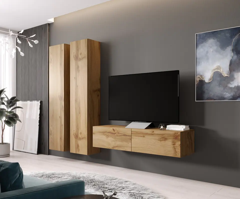 ⁨Cama Living room cabinet set VIGO 9 wotan oak/wotan oak gloss⁩ at Wasserman.eu