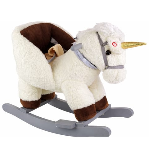 ⁨Koń Jednorożec Na Biegunach Bujak Dla Malucha Biały Beżowy⁩ w sklepie Wasserman.eu