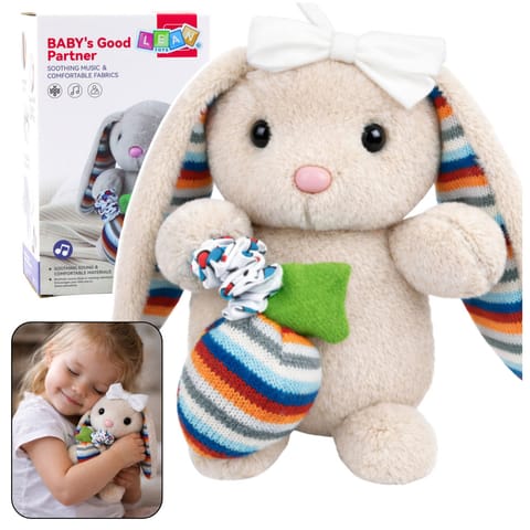 ⁨Miękki Pluszowy Króliczek Pozytywka Przytulanka Maskotka Beżowy⁩ w sklepie Wasserman.eu