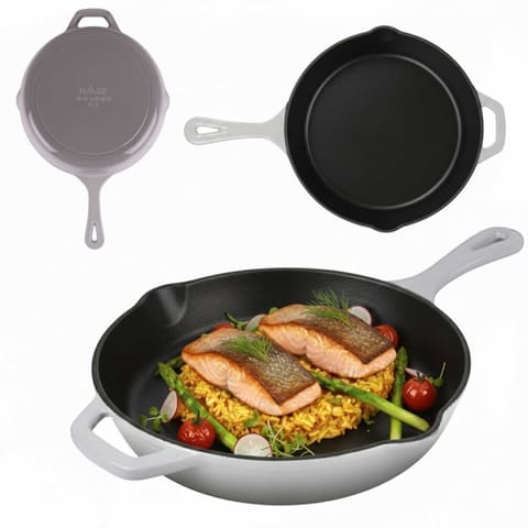 ⁨EMALIOWANA PATELNIA ŻELIWNA 26cm HAGE SZARA⁩ w sklepie Wasserman.eu