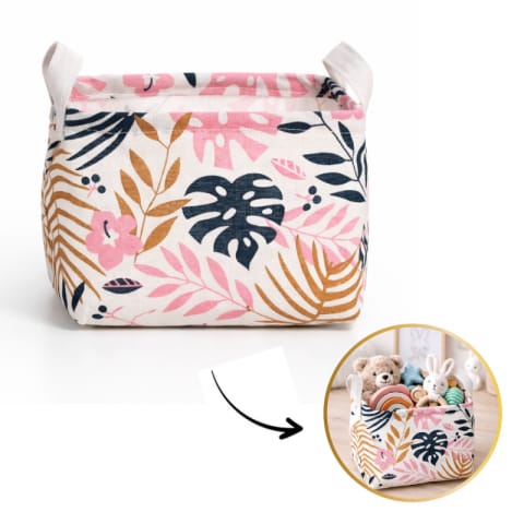 ⁨Pojemnik na zabawki, kosz materiałowy, worek na pranie LIŚCIE OR51WZ1⁩ w sklepie Wasserman.eu