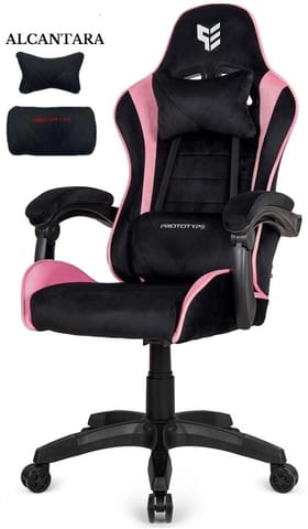 ⁨Fotel obrotowy gamingowy ENZO XL BLACK PINK ALCANTARA⁩ w sklepie Wasserman.eu