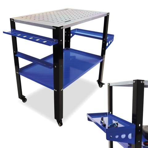⁨Profesjonalny stół warsztatowy/spawalniczy BITUXX na kółkach o nośności 250 kg - mobilny roboczy do spawania i montażu⁩ w sklepie Wasserman.eu