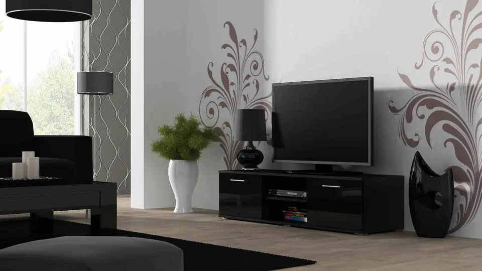 ⁨Cama TV stand SOHO 140 black/black gloss⁩ at Wasserman.eu