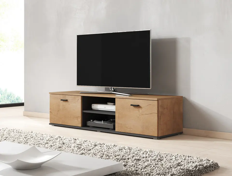 ⁨Cama TV stand SOHO 140 lefkas oak/black⁩ at Wasserman.eu