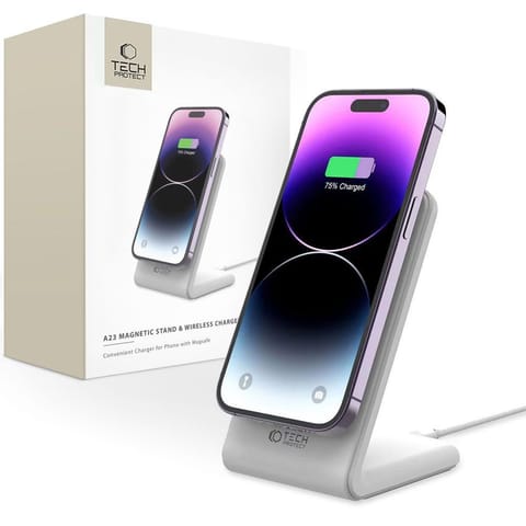 ⁨Ładowarka indukcyjna stojak do smartfona MagSafe 15W - biała⁩ w sklepie Wasserman.eu