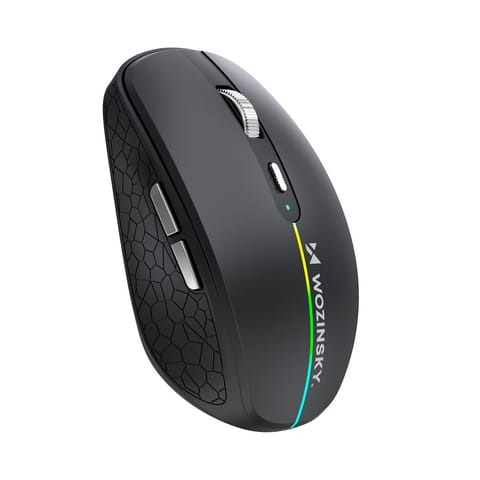 ⁨Myszka bezprzewodowa podświetlana 6 przycisków Bluetooth 1600 DPI RGB - czarna⁩ w sklepie Wasserman.eu