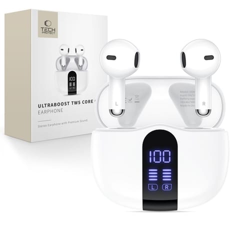 ⁨Słuchawki bezprzewodowe douszne UltraBoost TWS Core G2 - białe⁩ w sklepie Wasserman.eu
