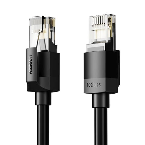 ⁨Kabel przewód sieciowy Ethernet Cat 6A UTP 1m - czarny⁩ w sklepie Wasserman.eu