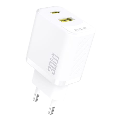 ⁨Ładowarka sieciowa USB-A USB-C GaN PD 30W - biała⁩ w sklepie Wasserman.eu