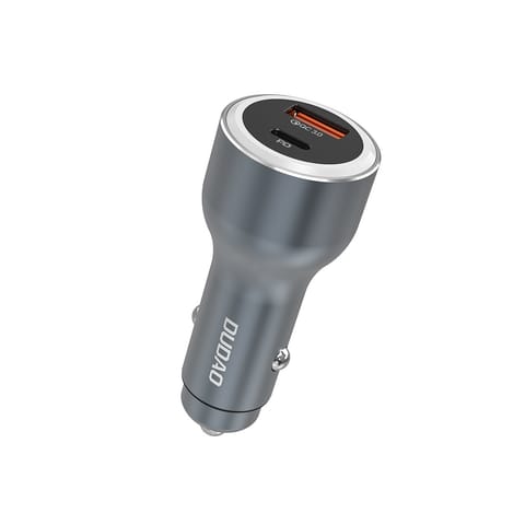 ⁨Ładowarka samochodowa USB-A USB-C PD QC LED 120W - szary⁩ w sklepie Wasserman.eu