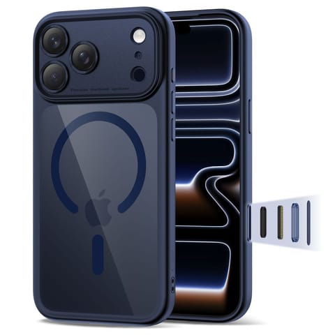 ⁨Etui pokrowiec case na iPhone 17 Pro Magpeak Magsafe CC - przezroczysto-granatowe⁩ w sklepie Wasserman.eu