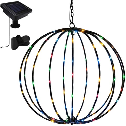 ⁨LAMPA SOLARNA WISZĄCA KULA 30CM 120 LED MULTIKOLOR⁩ w sklepie Wasserman.eu