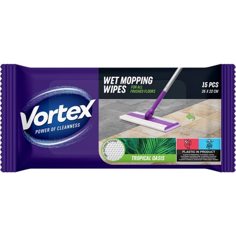 ⁨Chusteczki do mopowania podłóg na mokro TROPIKALNA OAZA 15szt. BS-VR-663525 VORTEX⁩ w sklepie Wasserman.eu