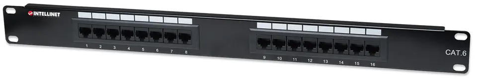 ⁨Intellinet Patch Panel, Cat6, UTP, 16-Port, 1U, Black⁩ at Wasserman.eu