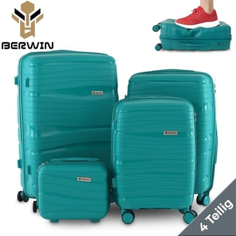 ⁨Zestaw walizek BERWIN Torna 4w1 - twarde walizki na kółkach + kosmetyczka Aqua Breeze⁩ w sklepie Wasserman.eu