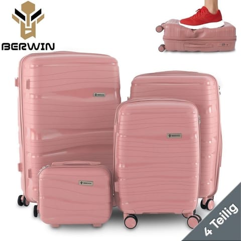 ⁨Zestaw walizek BERWIN Torna 4w1 - twarde walizki na kółkach + kosmetyczka DUSTY Rose⁩ w sklepie Wasserman.eu