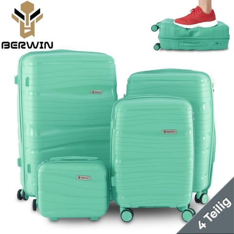 ⁨Zestaw walizek BERWIN Torna 4w1 - twarde walizki na kółkach + kosmetyczka Fresh Mint⁩ w sklepie Wasserman.eu