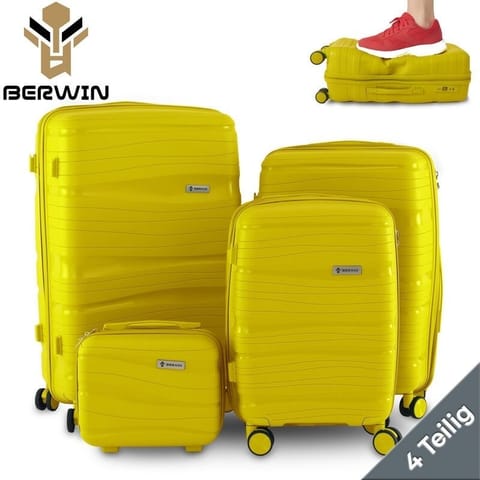 ⁨Zestaw walizek BERWIN Torna 4w1 - twarde walizki na kółkach + kosmetyczka Tropic Gelb⁩ w sklepie Wasserman.eu