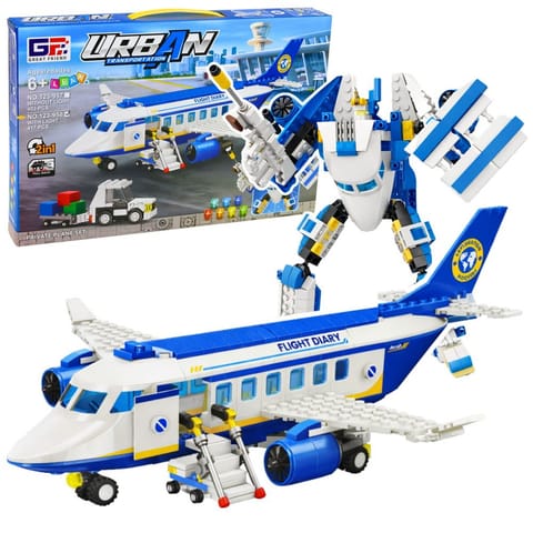 ⁨Klocki Konstrukcyjne Samolot Pasażerski Robot 2w1 Światła 417 el.⁩ w sklepie Wasserman.eu